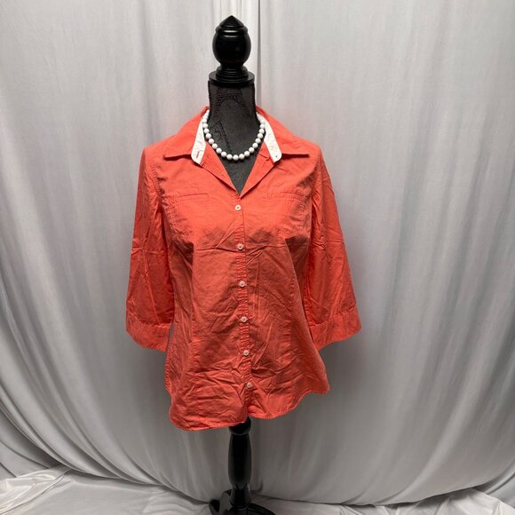 Van Heusen Womens Button-Up Shirt Size Large Coral Cotton Casual Comfy - Picture 1 of 7